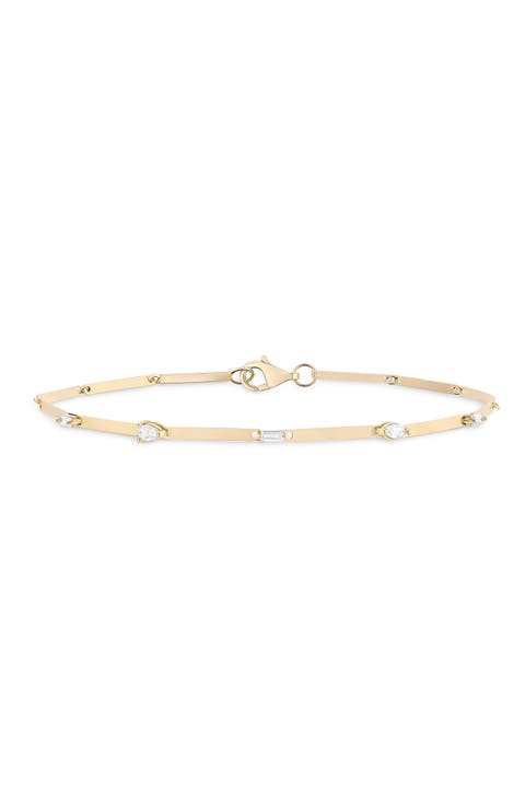 14K Gold Fancies Diamond Station Bracelet