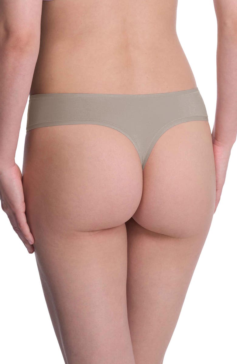 Natori Bliss Bare Cotton Thong, Alternate, color, Smoky