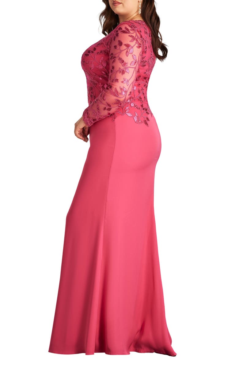 Tadashi Shoji Sequin Embroidered Long Sleeve Gown, Alternate, color, 