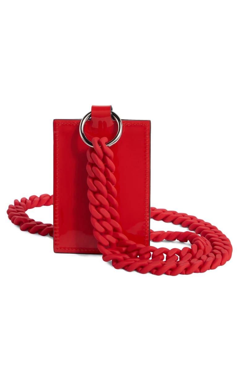 Longchamp Gloss Lanyard Card Holder, Alternate, color, Vermilion
