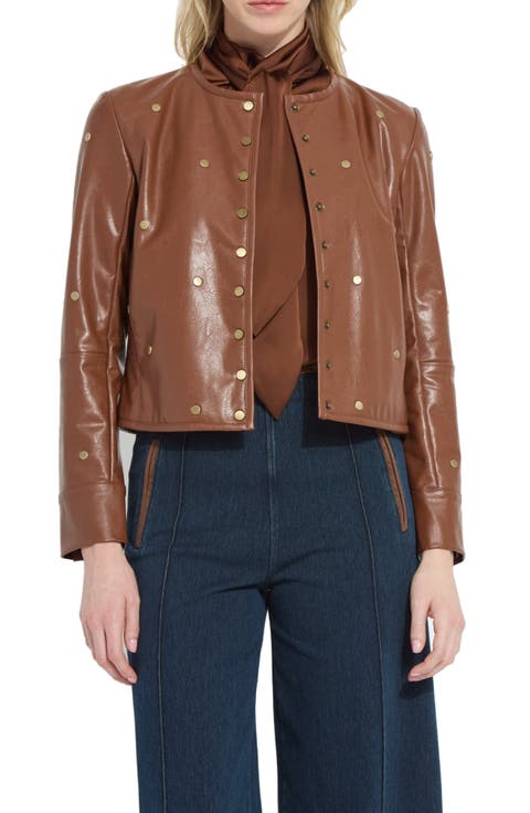 Luanne Studded Faux Leather Jacket