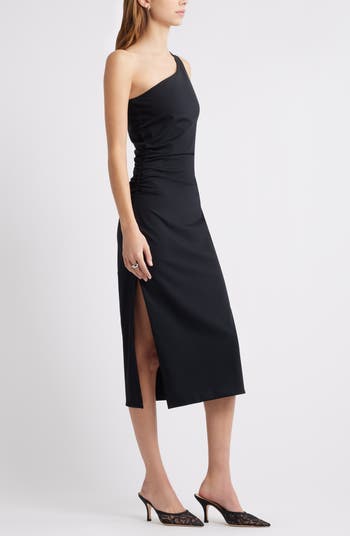One-Shoulder Knit Midi Dress