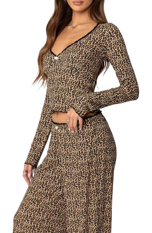 EDIKTED EDIKTED LUE LEOPARD PRINT LONG SLEEVE TOP 
