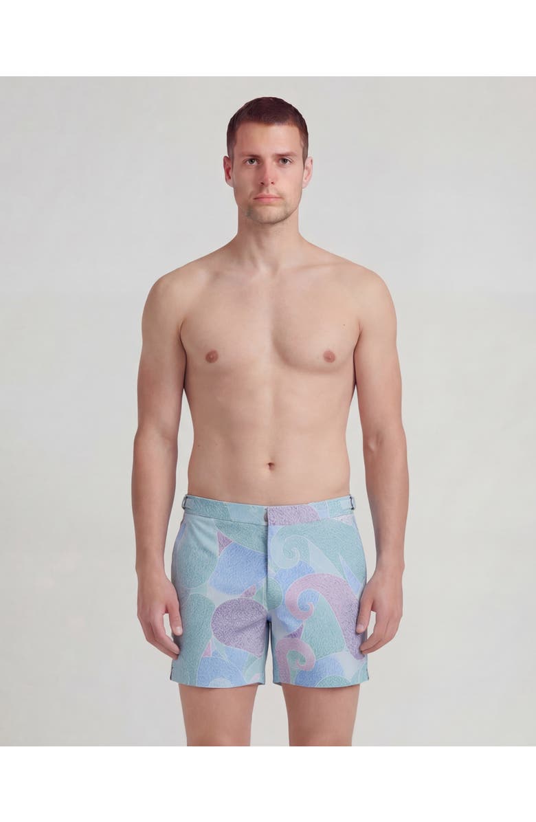 Lords of Harlech Grain Paisley Mens Tailored Swim Short, Main, color, Grain Paisley Teal