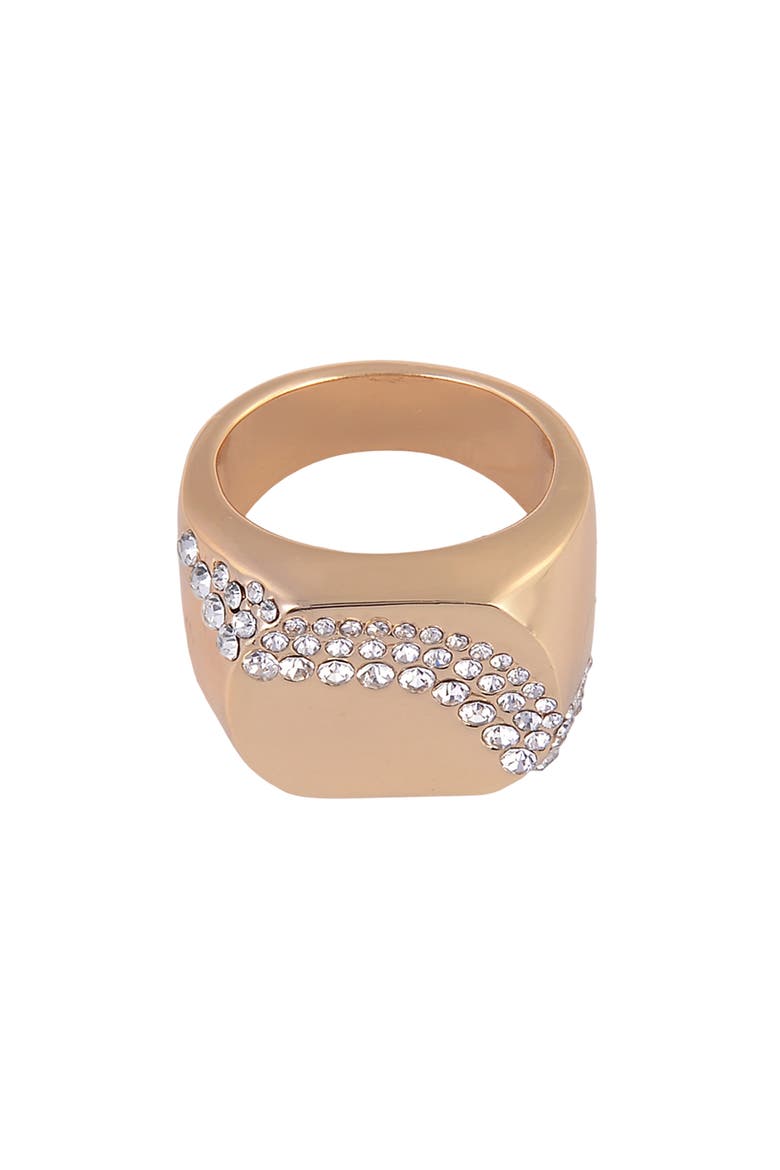 Crystal Geometric Signet Ring, Main, color, GOLD