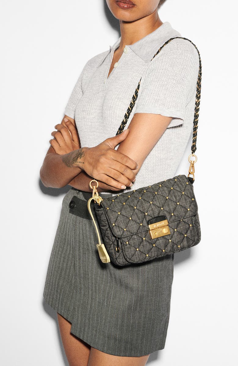 MZ Wallace Small Crosby Lock Quilted Denim Crossbody Bag, Alternate, color,