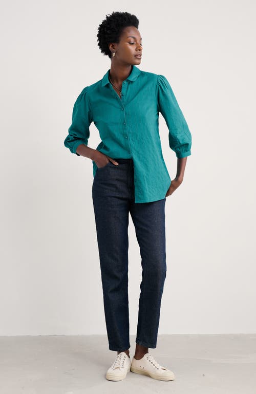Seasalt Cornwall Hope Cottage Organic Cotton Button-up Shirt In Blue