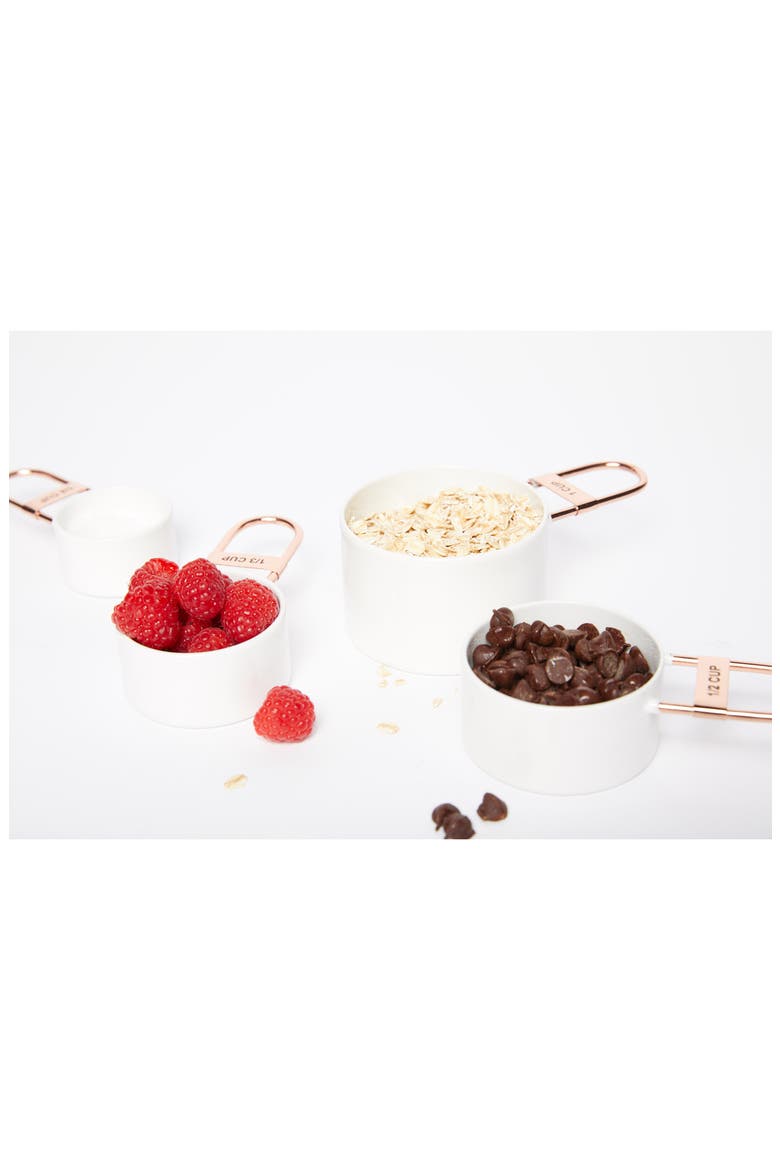 Uncommon James Set of 4 Copper & White Measuring Cups, Alternate, color, COPPER AND WHITE