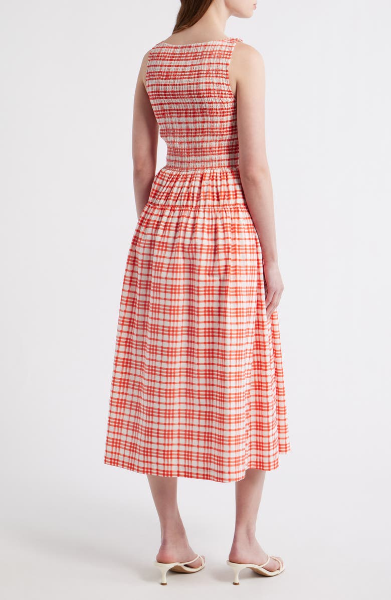 ZOE AND CLAIRE Smocked Plaid Sleeveless Midi Dress, Alternate, color, Red