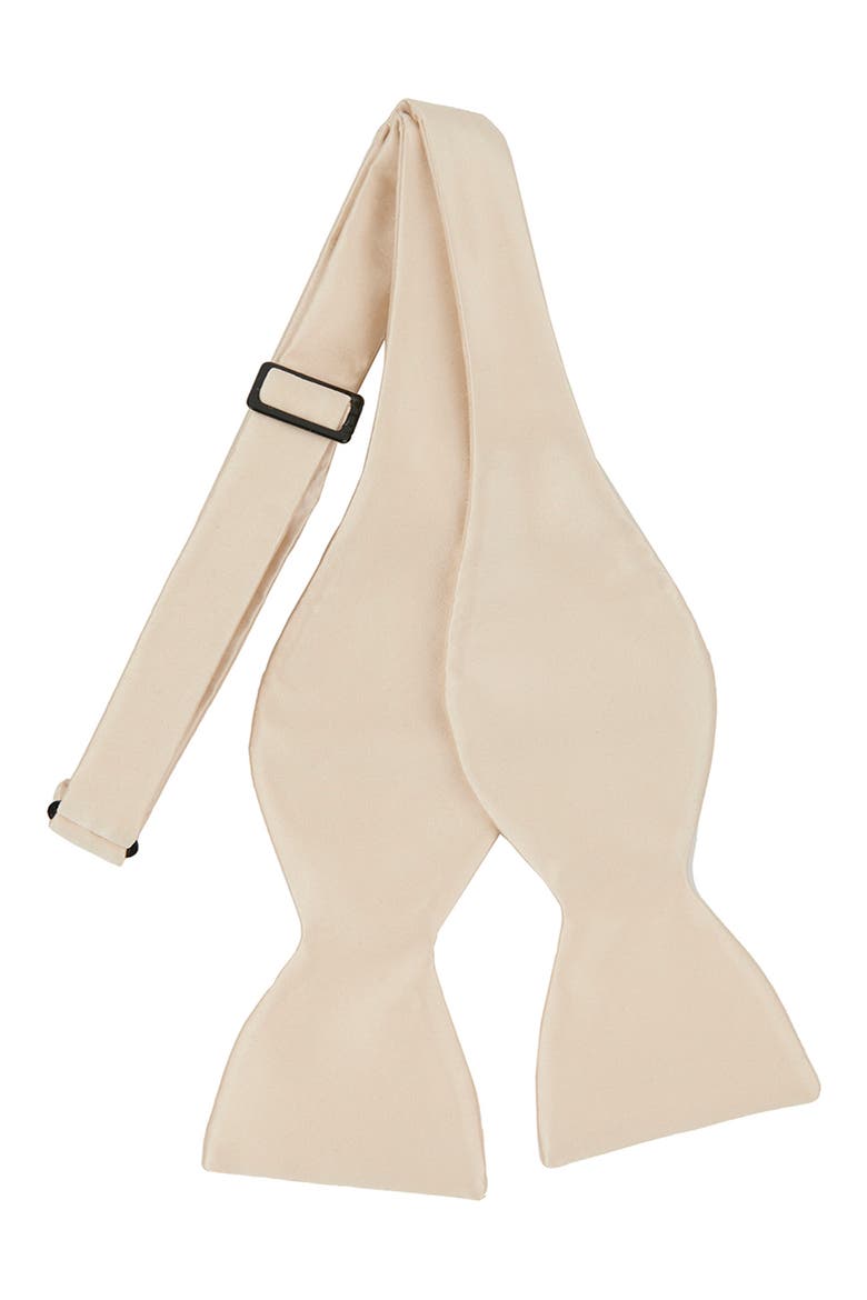 Men's Solid Satin Bow Tie, Alternate, color, CHAMPAGNE