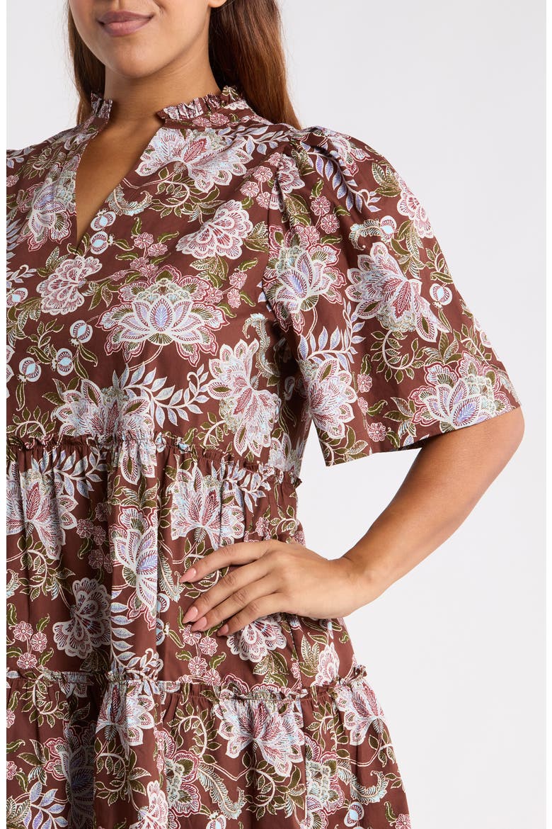 Dixie Split Neck Shift Dress, Alternate, color, BROWN-FLORAL