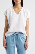 Eileen Fisher V-Neck Dolman Sleeve Organic Cotton Gauze Top
