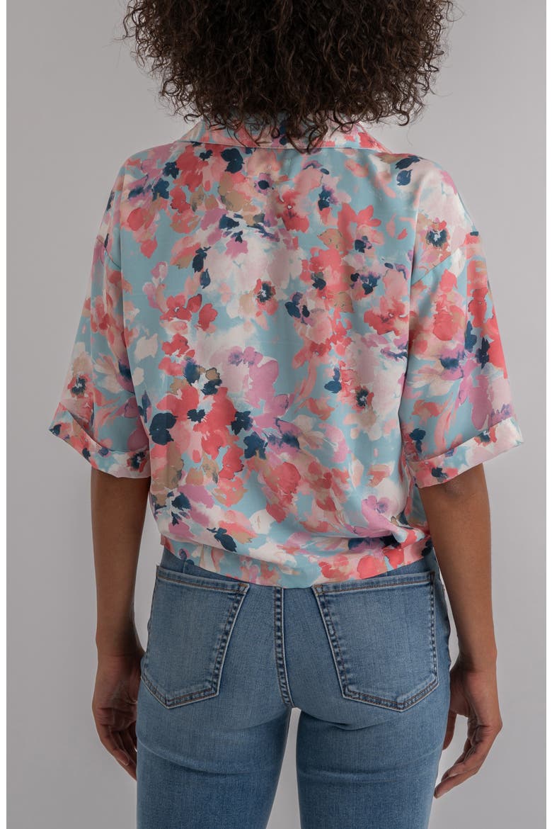 Donna Floral Short Sleeve Button-Up Shirt, Alternate, color, SKY