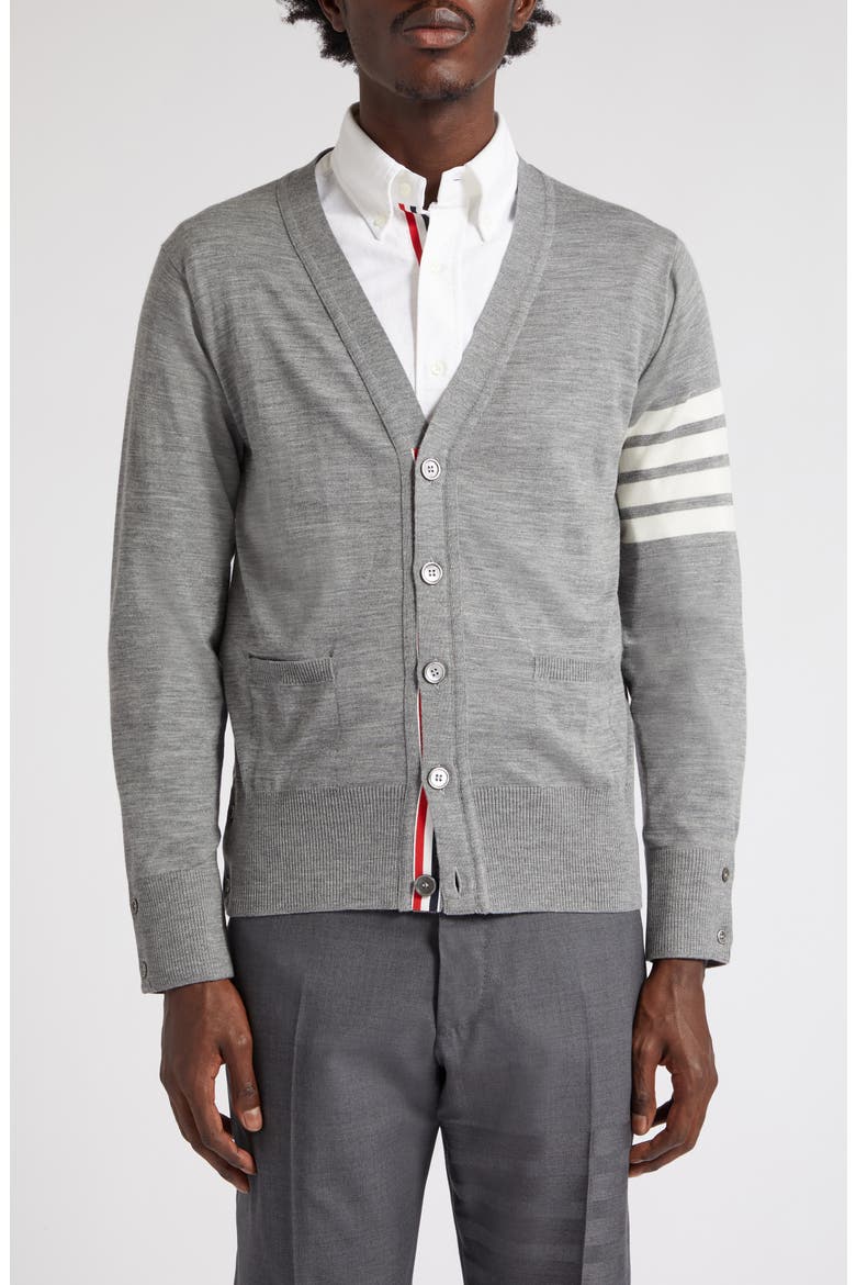 4-Bar Merino Wool Cardigan, Main, color, 058 - PALE GREY