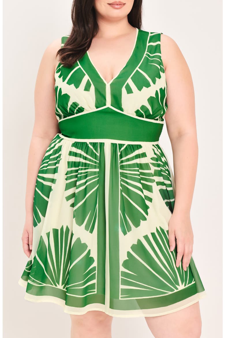 Print Minidress, Main, color, IVORY GREEN