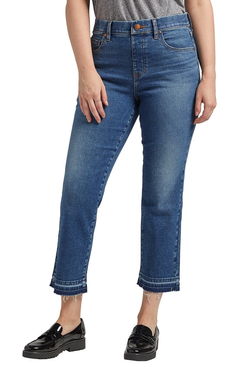 JAG Valentina Pull-On High Waist Raw Hem Crop Straight Leg Jeans, Main, color, 