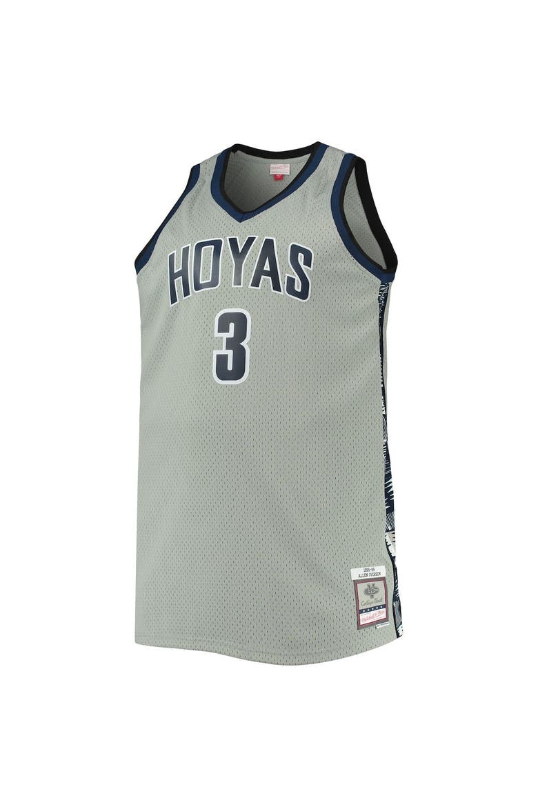 Men's Mitchell & Ness Allen Iverson Gray Georgetown Hoyas Big & Tall 1995/96 Replica Player Jersey, Alternate, color, Gray