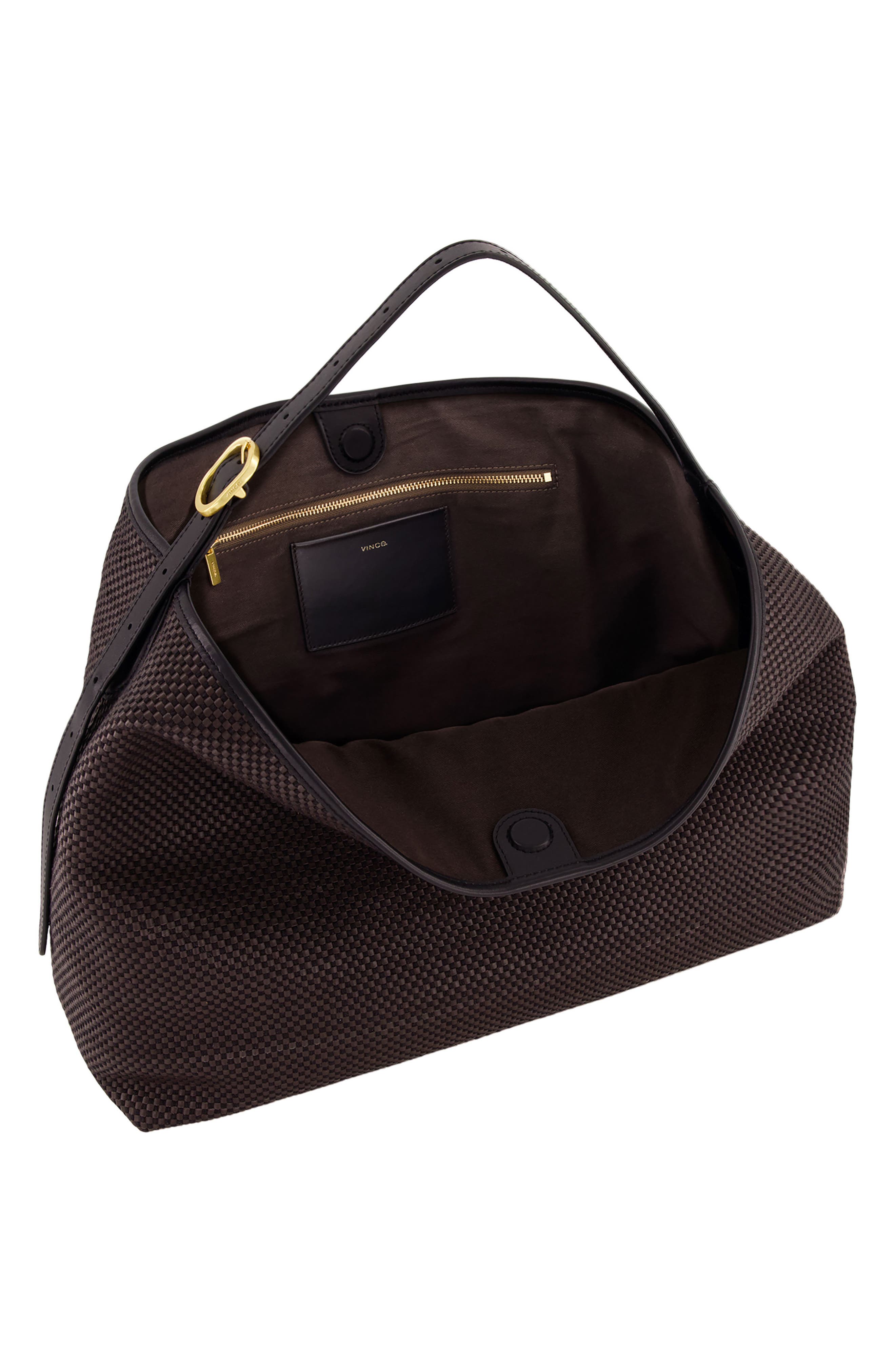 Vivian Small Woven Leather Hobo, Alternate, color, CACAO/ BLACK