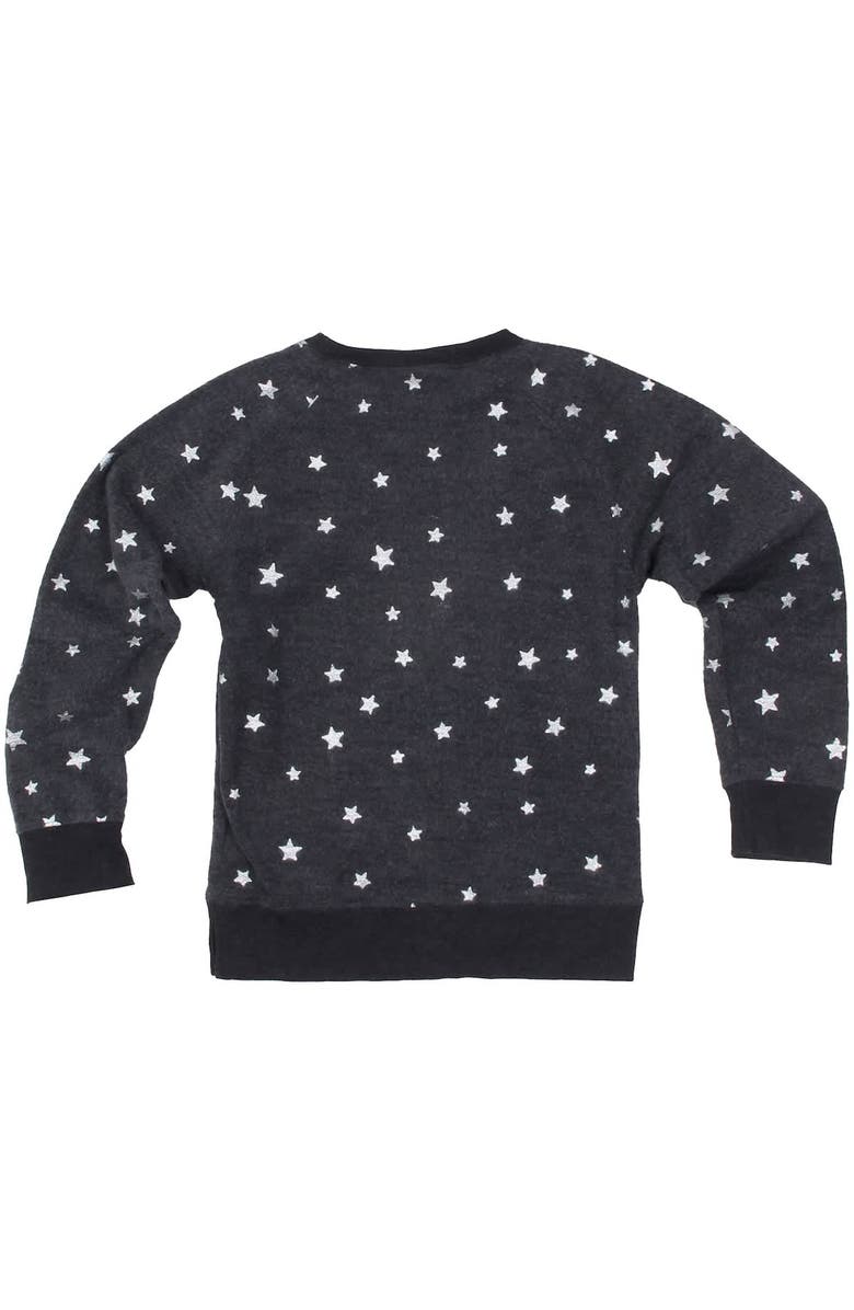 Wes & Willy Girls Youth Wes & Willy Charcoal Las Vegas Raiders Shimmer Star Reverse Fleece Pullover Sweatshirt, Alternate, color, Charcoal