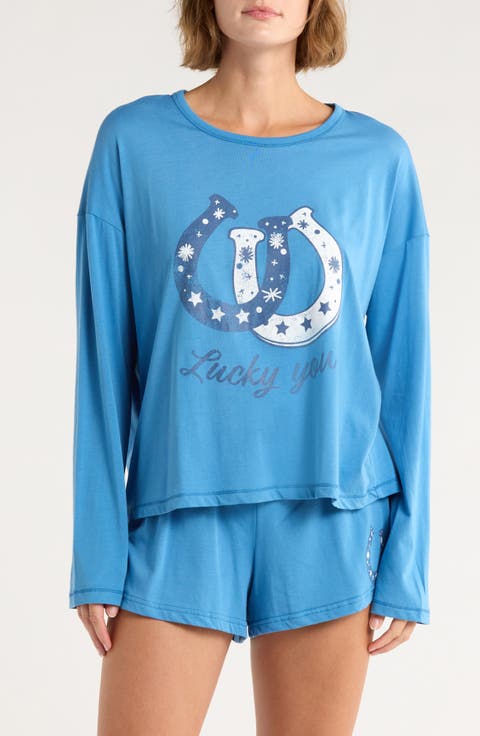 Long Sleeve Graphic T-Shirt & Shorts Pajamas