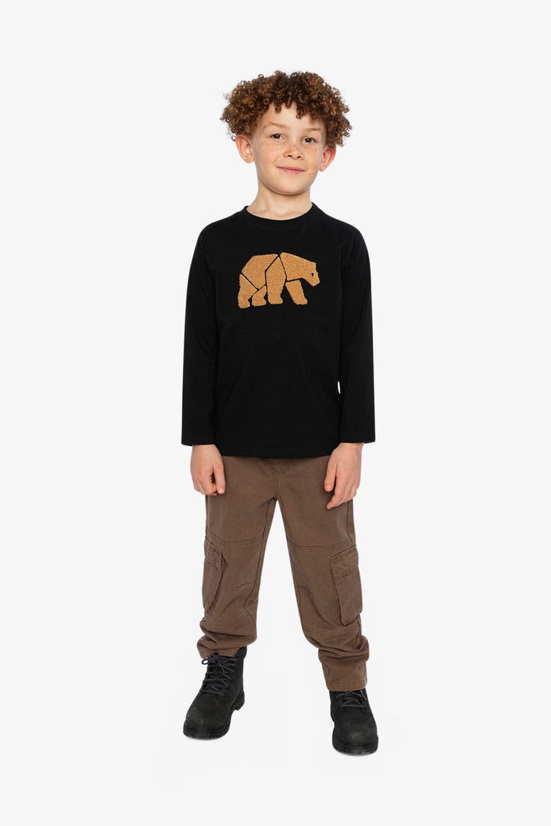 Organic Cotton Jersey Long Sleeve Bear Graphic T-Shirt, Alternate, color, Black and Beige