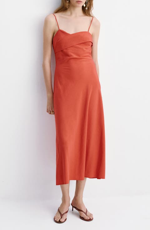 Cross Neck Tie Back Midi Dress