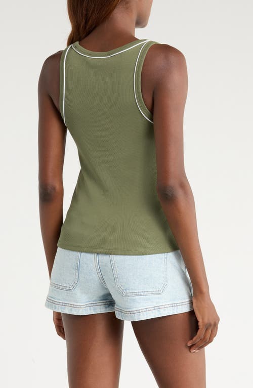 Veronica Beard Birke Contrast Detail Stretch Cotton Tank In Green