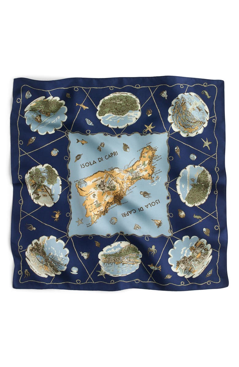 J.Crew Capri Map Print Italian Silk Scarf, Alternate, color,
