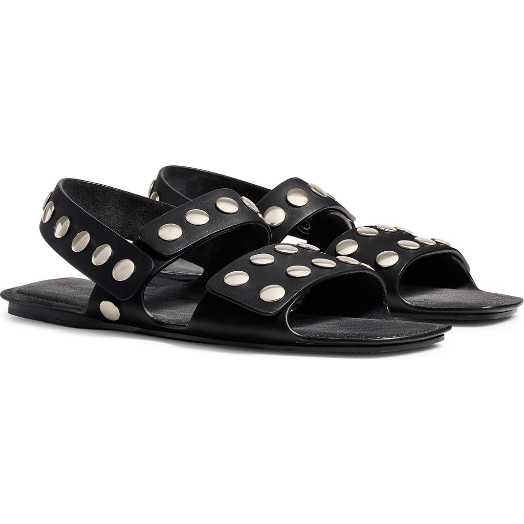Khaite Boden Silver Studded Leather Sandals In Black