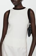 MANGO Contrast Piping Rib Tank Top
