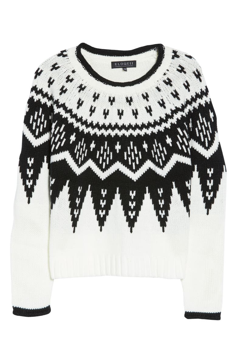 ELOQUII Fair Isle Crewneck Crop Sweater, Alternate, color, 