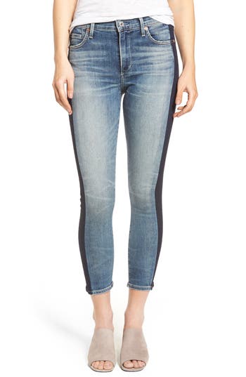 Citizen Of Humanity Citizens Of Humanity Rocket High Waist Crop Skinny Jeans In Shadow Stripe