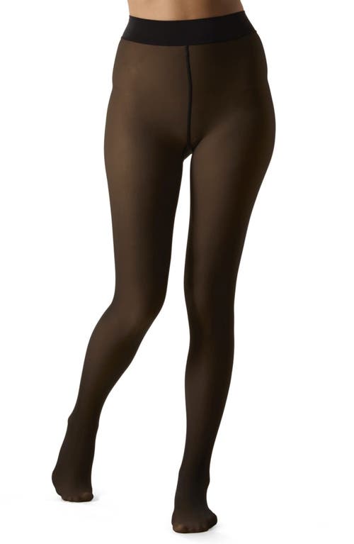 Memoi Sheer Illusion Thermal Tights In Gold