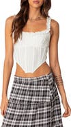 EDIKTED Ruffle Corset Crop Tank
