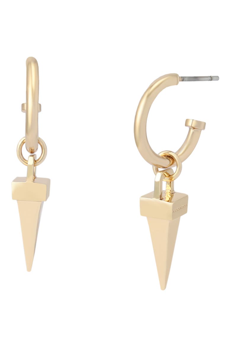 Spike Charm Huggie Earrings, Main, color, SHINY GOLD
