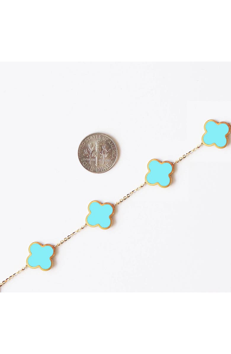 The Lovery Fine Jewelry Large Turquoise Clover Bracelet, Alternate, color, Turquoise