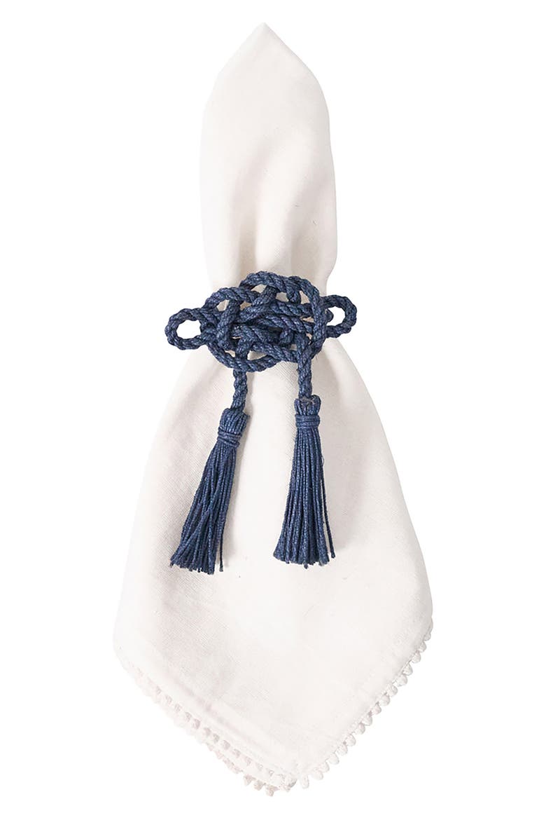 Mystic Knot Set of 4 Napkin Rings, Alternate, color, NAVY