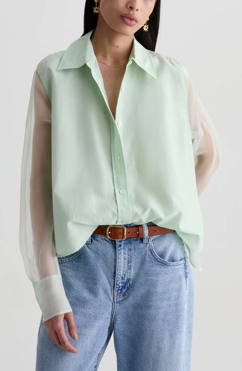 Sawtelle Oversize Silk & Cotton Button-Up Shirt