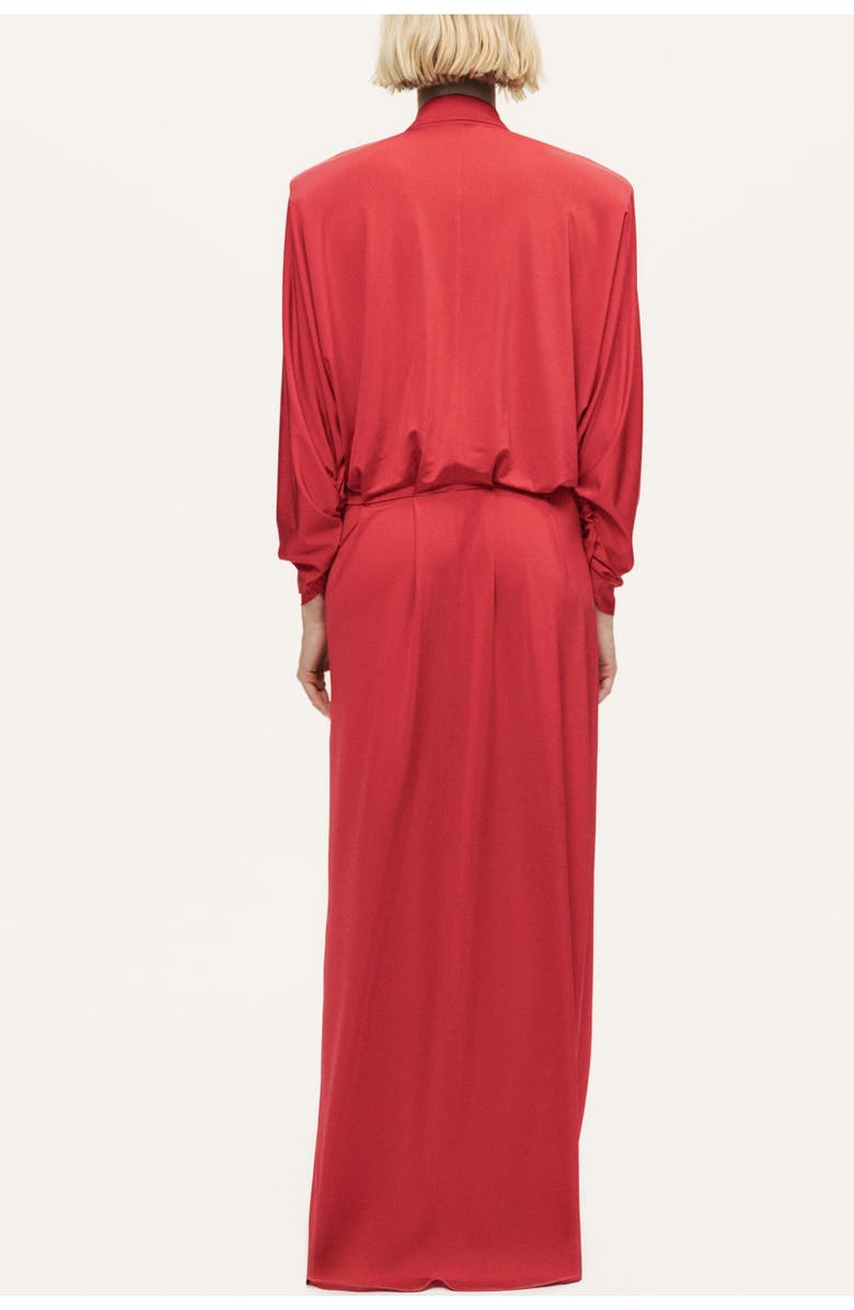 Nocturne Shirt Collar Draped Maxi Dress, Alternate, color, Red