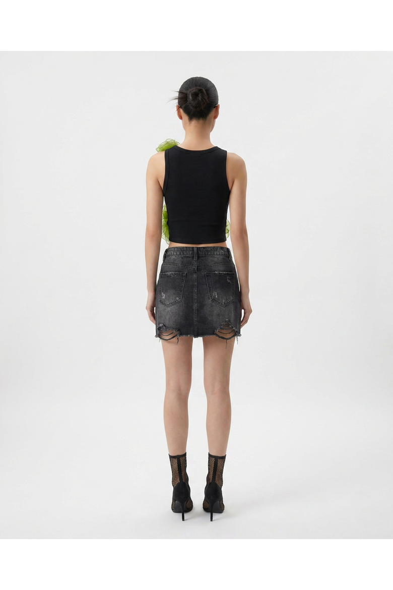 Floral Applique Tank Top, Alternate, color, Black