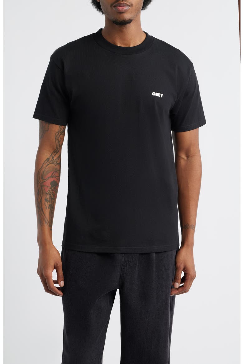 I Will Obey Cotton Logo T-Shirt, Main, color, BLACK