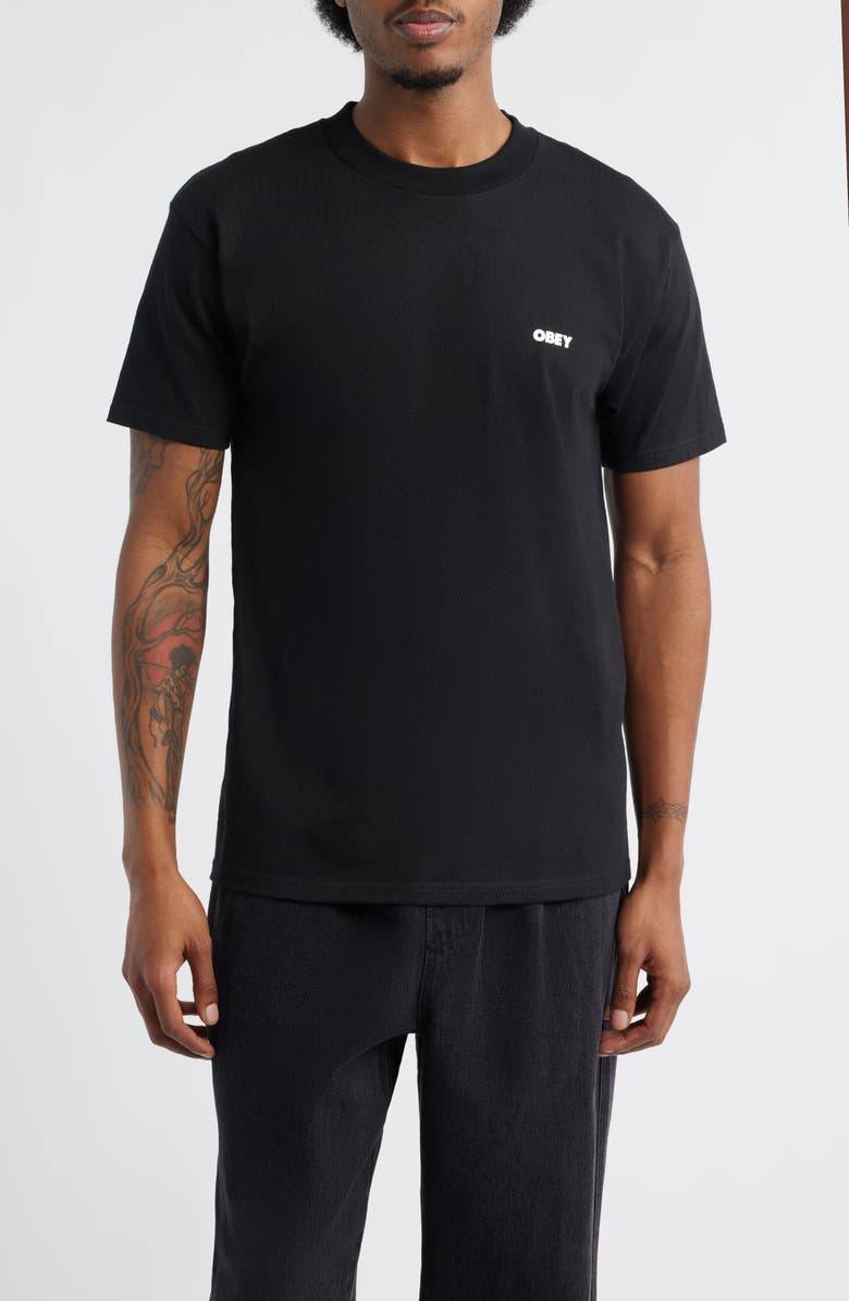 Obey I Will Obey Cotton Logo T-Shirt, Main, color, Black