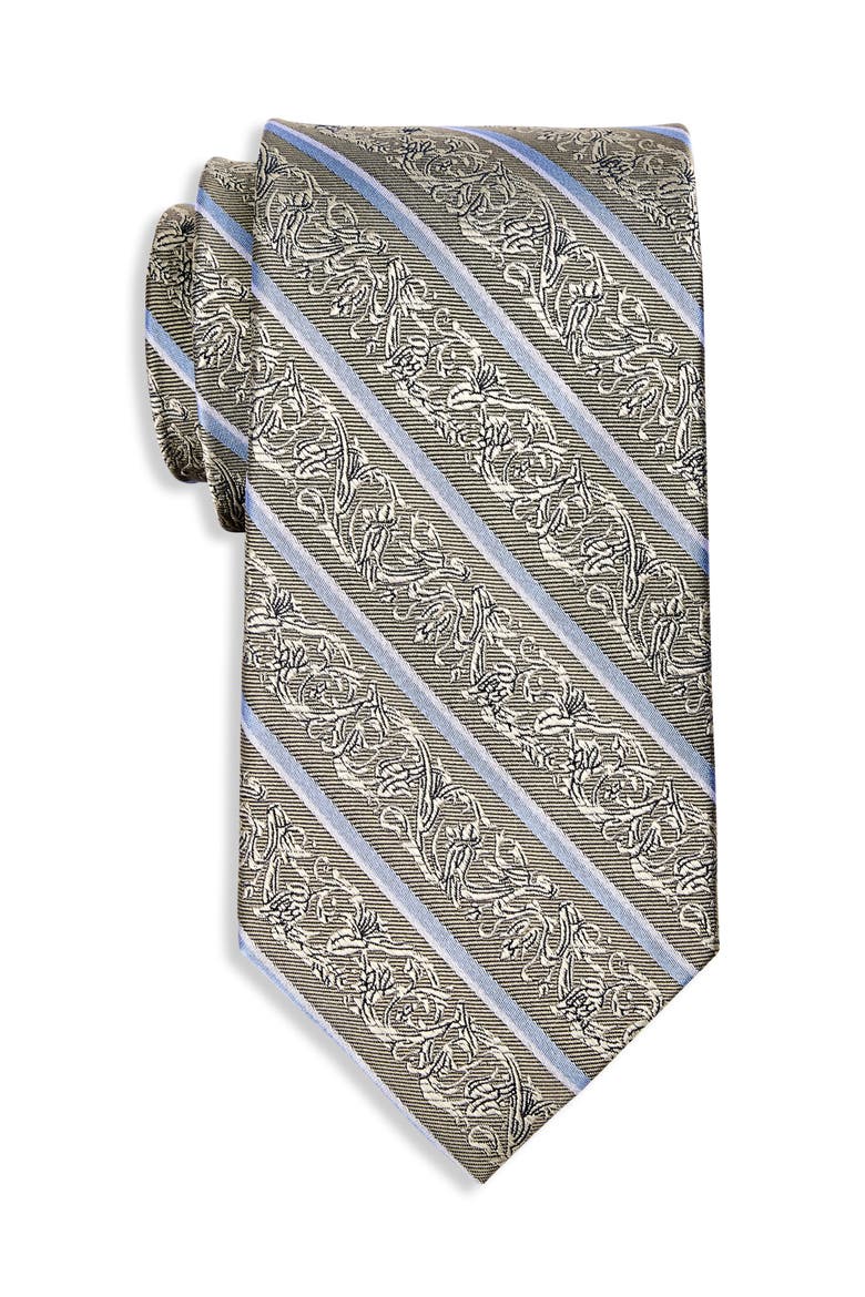 Big & Tall Striped Silk Tie, Main, color, TAN