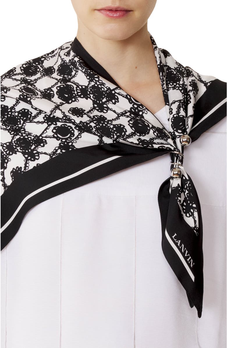 Lanvin Marguerite Motif Top With Jewelry Fastener, Alternate, color, Ecru/Black