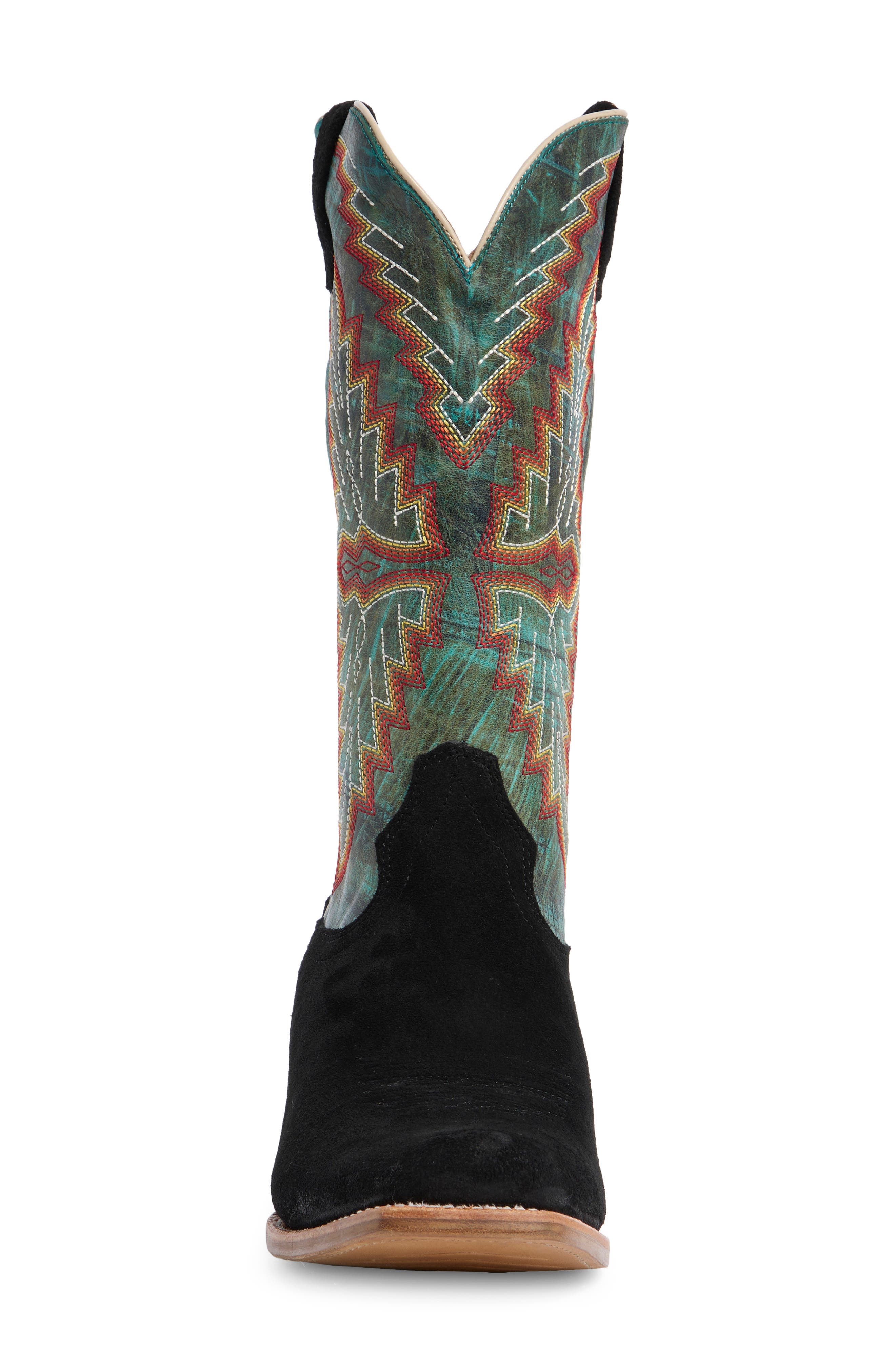 Futurity Showman Leather Cowboy Boot, Alternate, color, BLACK