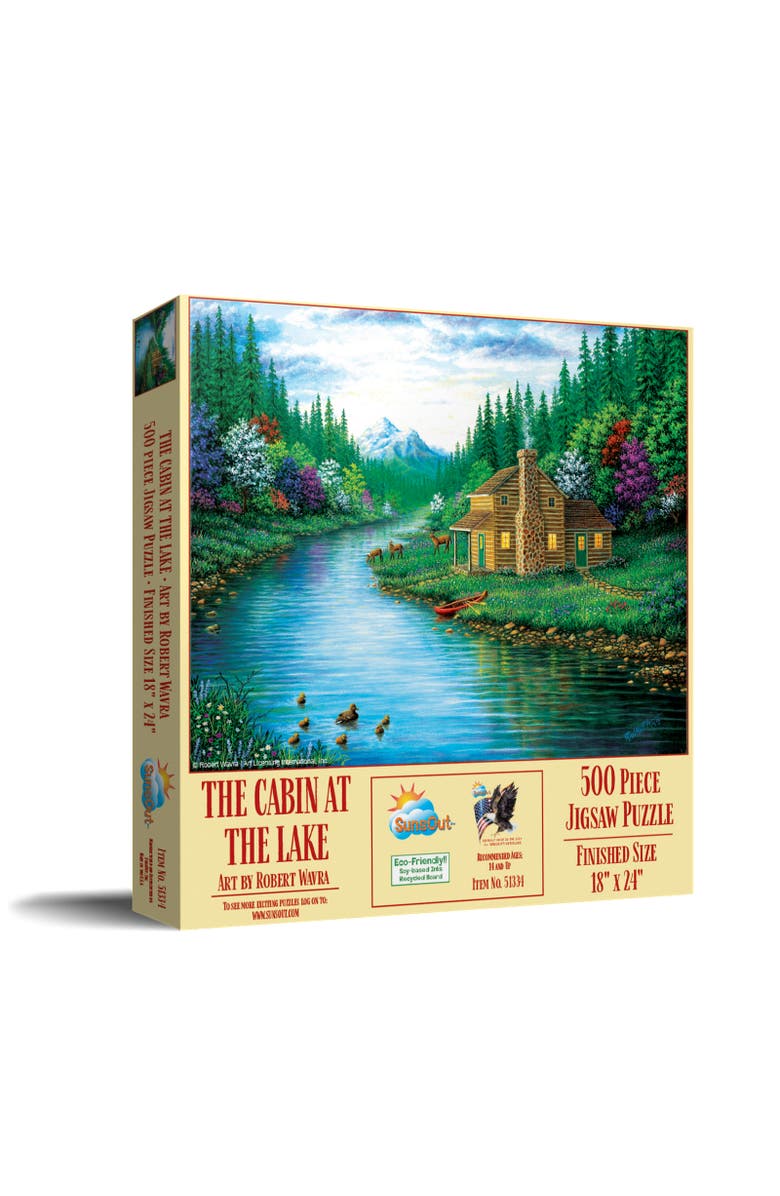 Sunsout The Cabin on the Lake 500 piece Jigsaw Puzzle for Adults, Main, color, Multicolor