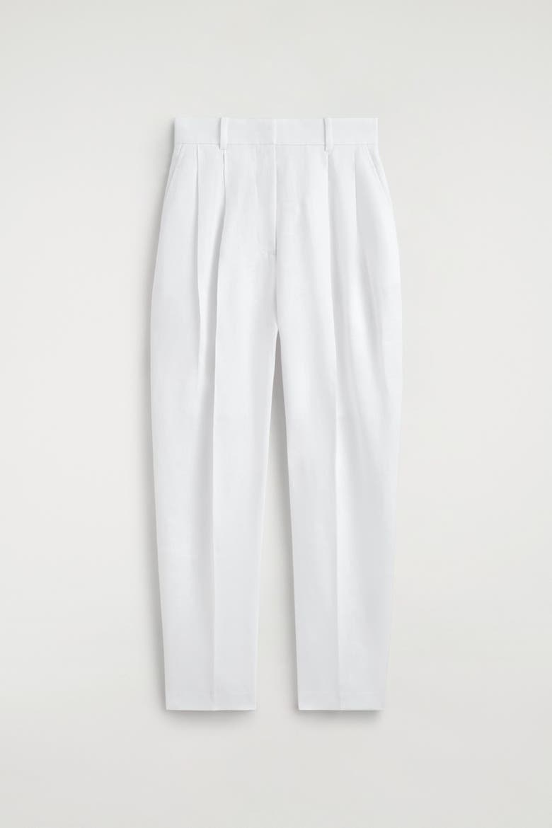 Tailored Linen Balloon-leg Trousers, Alternate, color, WHITE