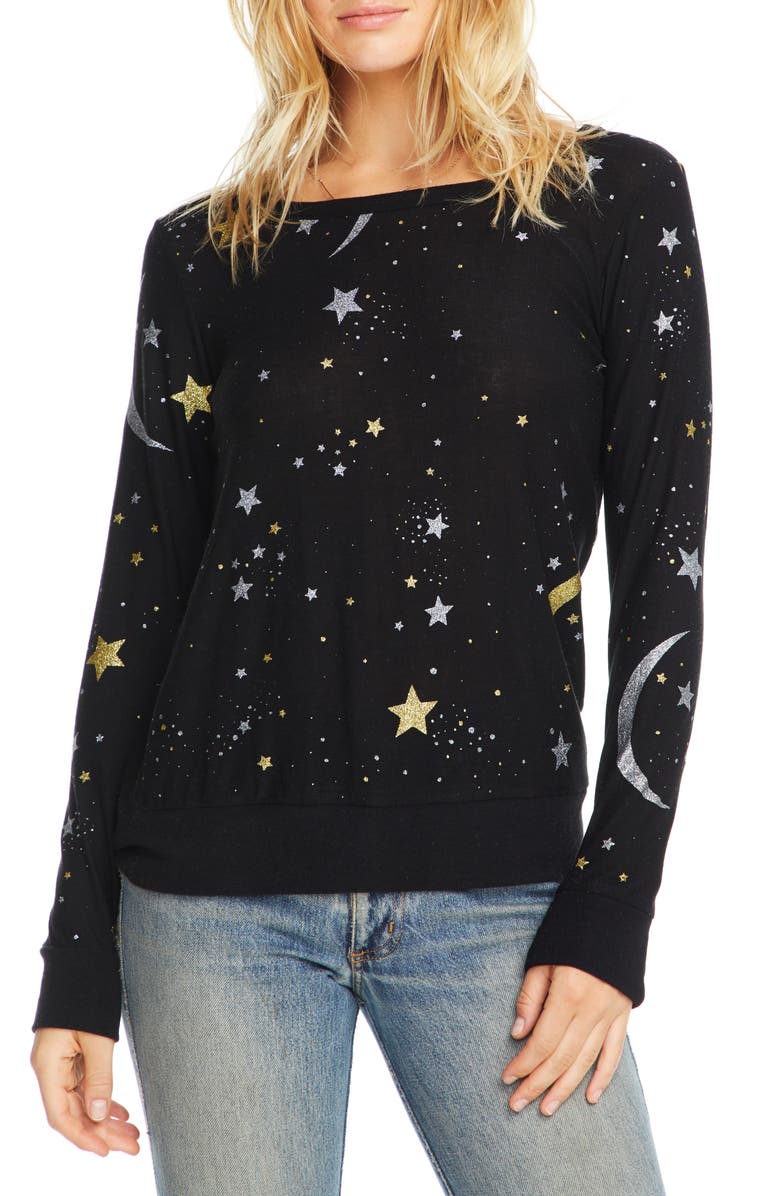 Chaser Cozy Moon & Stars Sweatshirt, Main, color, 