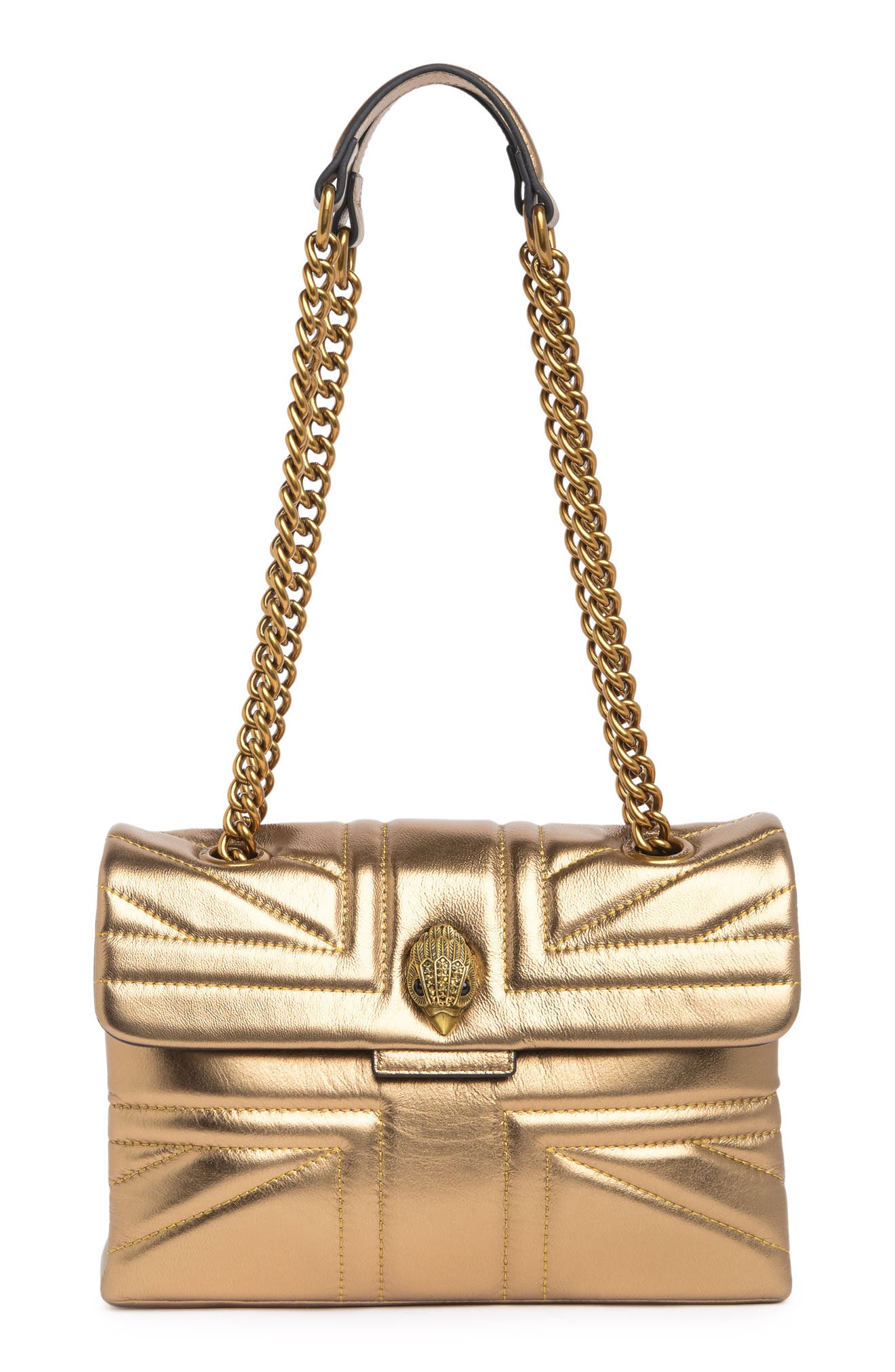 Kurt Geiger Kensington Union Jack Metallic Leather Shoulder Bag, Main, color, 