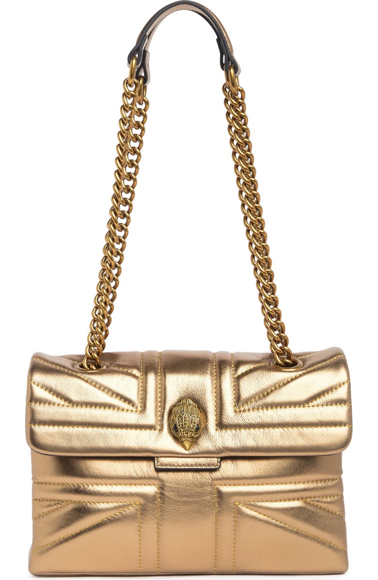 Kurt Geiger Kensington Union Jack Metallic Leather Shoulder Bag, Main, color,